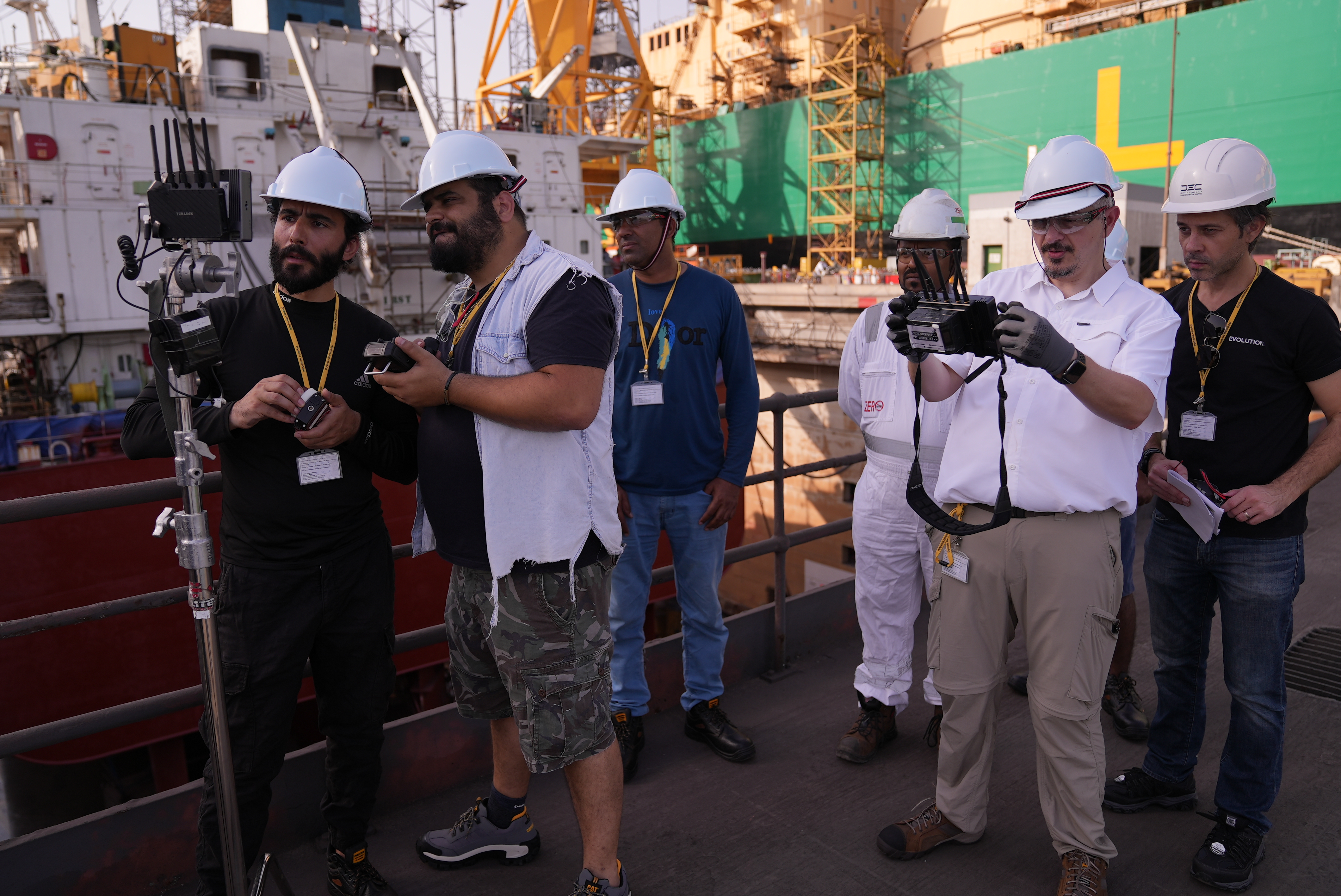 Image of Dubai film crew team shooting in the docks